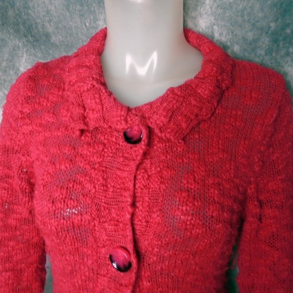 Long Cardigan Red Sweater Dress, Cute Sleeves! - Fever - Picture 3 of 9